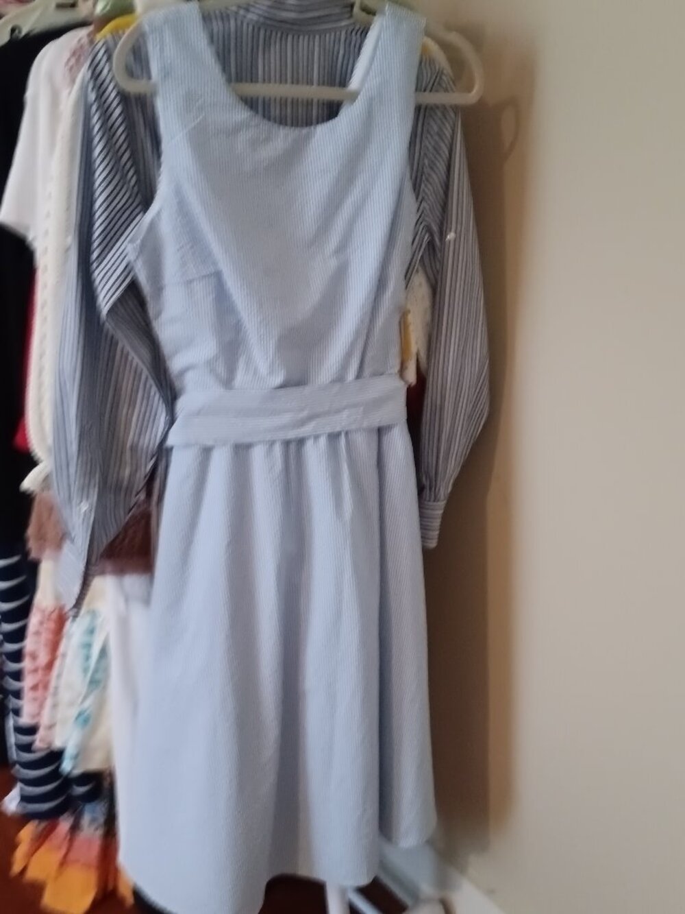 NWT Classic Blue & White Cotton Seersucker Sleeveless Dress Size 6 HOPE & HENRY - Picture 13 of 13